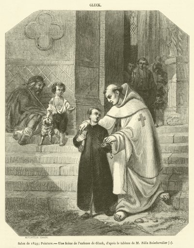 Salong 1849, Målning, en scen från Glucks barndom (gravyr) av French School