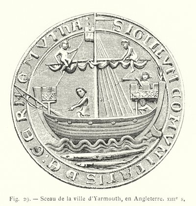 Sigill av staden Yarmouth, England, 1200-talet (gravyr) av French School