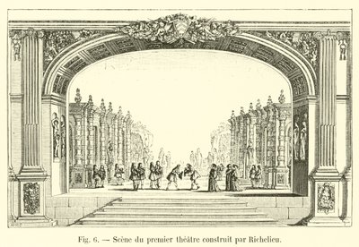 Scen av den första teatern byggd av Richelieu av French School