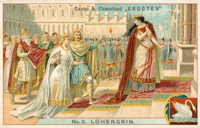 Scen från Richard Wagners opera Lohengrin (chromolitho) av French School