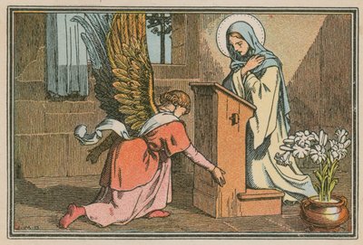 Scen ur Jesu liv (färgad gravyr) av French School