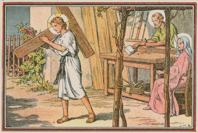 Scen ur Jesu liv (färgad gravyr) av French School