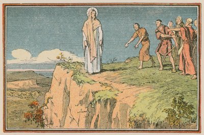Scen ur Jesu liv (färgad gravyr) av French School