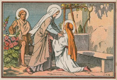 Scen ur Jesu liv (färgad gravyr) av French School