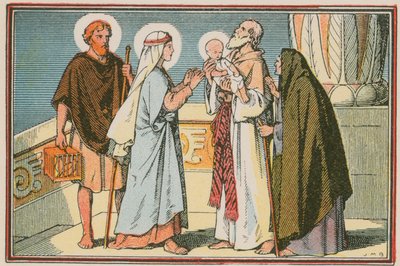 Scen ur Jesu liv (färgad gravyr) av French School