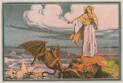 Scen ur Jesu liv (färgad gravyr) av French School