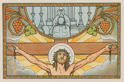 Scen från Jesu liv (färgad gravyr) av French School