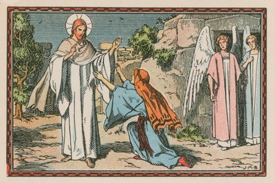 Scen från Jesu liv (färgad gravyr) av French School
