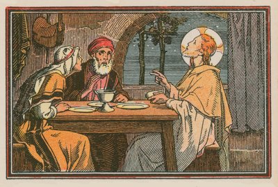 Scen från Jesu liv (färgad gravyr) av French School
