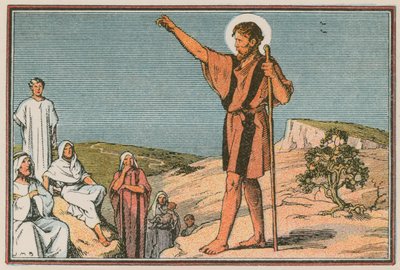 Scen ur Jesu liv (färgad gravyr) av French School