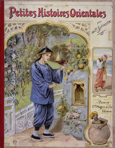 Scen med "Little Oriental Stories", arabiska berättelser från 1001 nätter (sagor om tusen och en natt). På nyårsafton. av French School