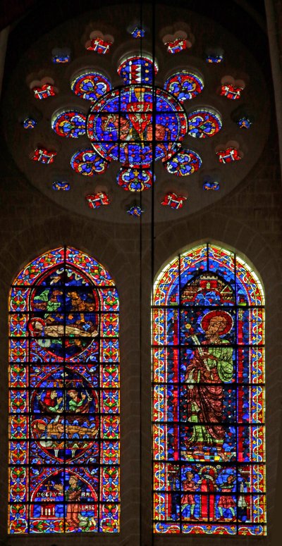 Scener om St Vincents död; Sankte Pär; en Montfort-riddare i rosen (w110) av French School