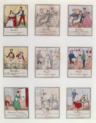 Scener från det tidiga 1800-talets Parisiska Vaudeville och Opera-Comique, c1825-35 av French School