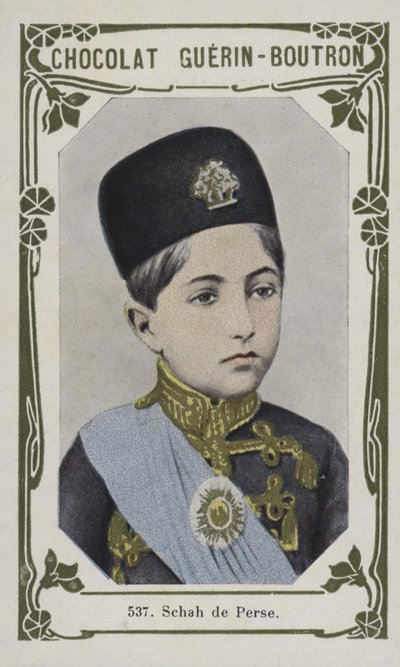 Schah de Perse (färgad bild) av French School