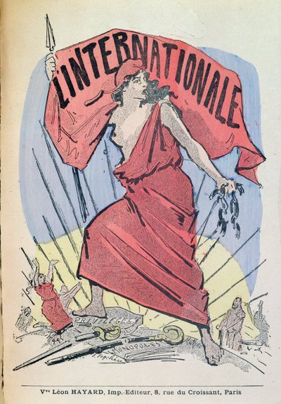 Partitur för sången LInternationale, c.1900 (färggravyr) av French School