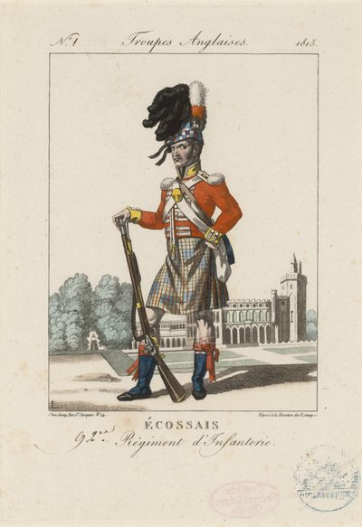 Skotska 92:a infanteriregementet, ca 1815 (färgad etsning) av French School