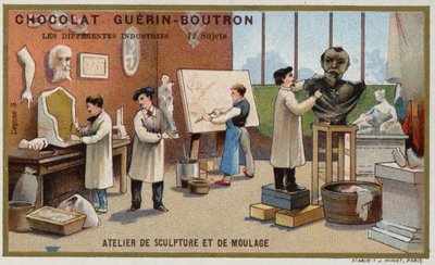 Skulptur- och formningsverkstad (chromolitho) av French School