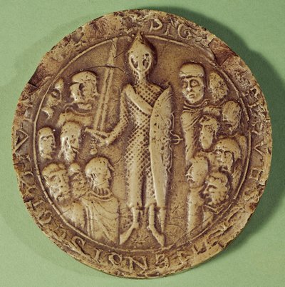 Sigill för kommunen Soissons, 1228 (vax) av French School