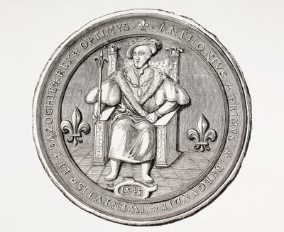 Sigill av kungen av Basoche, ledaren för skrået av juridiska tjänstemän i Paris domstolssystem, från Les Arts au Moyen Age, publicerad 1873 av French School