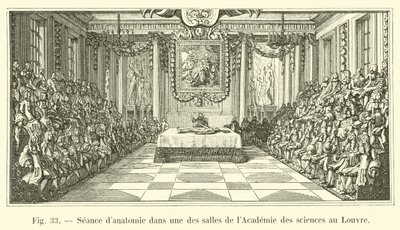 Anatomisession i ett av rummen på Vetenskapsakademien vid Louvren av French School
