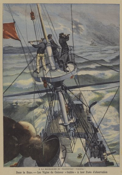 Sök efter det försvunna franska skeppet Vienne (färg litho) av French School