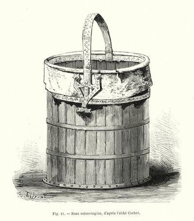 Merovingisk hink, efter Abbe Cochet (gravyr) av French School