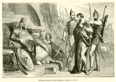 Sedecias inför kungen av Babylon (gravyr) av French School