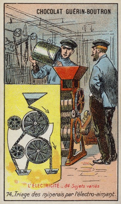 Separera malm med en elektromagnet (chromolitho) av French School