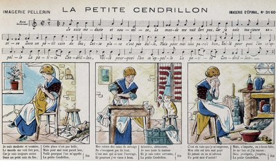 Noter till den populära låten "" la petite Cinderella"" - bild av Epinal av French School