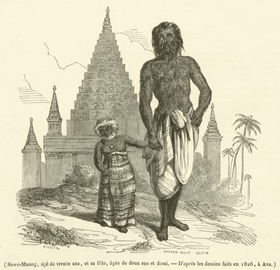 Shwe-Maung, trettio år, och hennes dotter, två och ett halvt år (gravyr) av French School