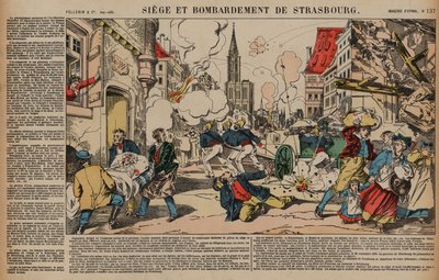 Belägring och bombardement av Strasbourg, fransk-preussiska kriget, augusti-september 1870 (färgad gravyr) av French School