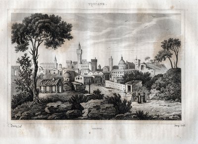 Siena - Siena - Toscana - Toscana - Gravyr från "" Pittoreska Italien"" av M. de Norvins, Ch. Nodier 1834-1836. av French School