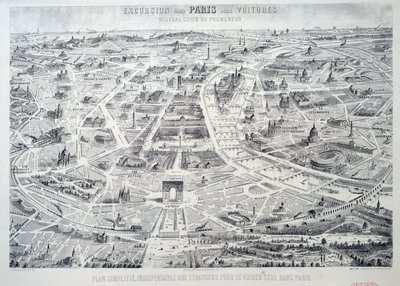 Förenklad plan för Paris oumbärlig för främlingar att guida sig själva i staden. Tallrik hämtad från "New guide of the walker, excursion of Paris without car"" 1900-talets Paris, Musee Carnavalet av French School