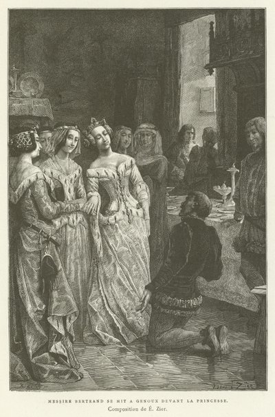 Sir Bertrand knäböjde inför prinsessan av French School