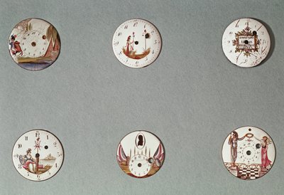 Sex fickur dekorerade med revolutionära symboler (metall och emalj) av French School