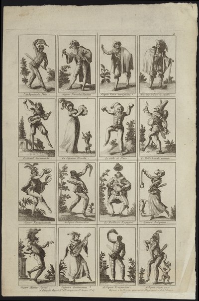 Sexton paneler föreställande figurer i kostym av French School