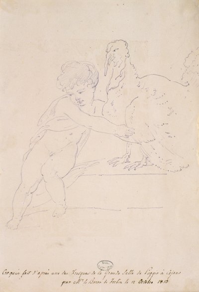 Skiss från stora salen i Poggio a Caiano, 12 oktober 1813 av French School