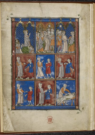 Sloane MS 1977 fol.5v Nio miniatyrer som visar bibliska och medicinska scener, Chirurgia av French School