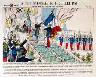 Högtidlig utdelning av flaggor i Longchamp av president Jules Grevy (1807-91), 14 juli 1880, 1880 av French School