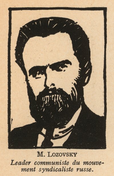 Solomon Lozovsky, rysk bolsjevikisk revolutionär och sovjetisk politiker, generalsekreterare för Röda internationella arbetarunionen (Profintern) (litografi) av French School