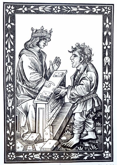 Solomon och Marcoul, illustration från vetenskap och litteratur under medeltiden och renässansen, skriven och graverad av Paul Lacroix, 1878 av French School