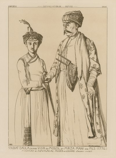 Soudiat Daula, mongolernas storvesir och hans son, Mirza Mani (1774) av French School