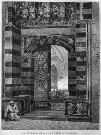 Soppporten, moskén Al Azhar, Kairo, från LEgypte, av Georg Moritz Ebers, 1881 av French School