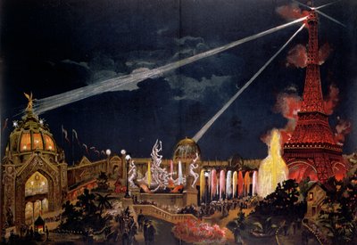 Souvenir of Illuminations i Paris för att fira 1:a århundradet av den franska revolutionen under 1889 års Exposition Universelle av French School