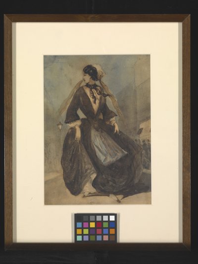 Spanish Lady (penna, bläck och akvarell på benvitt papper) av French School