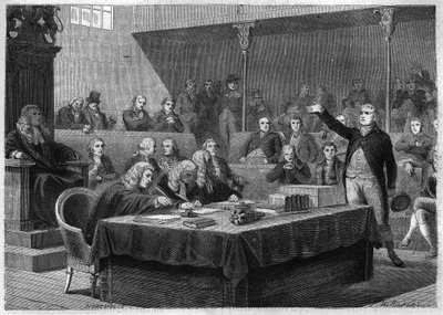 Tal av vice Fox till Englands parlament om Frankrikes invasion av Schweiz, november 1802 - Gravyr från "" Histoire du Consulate et de l