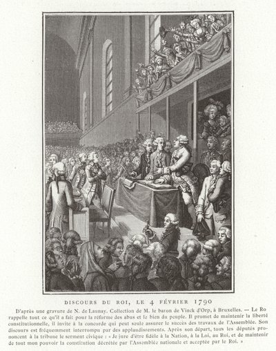 Tal av kung Ludvig XVI av Frankrike till nationalförsamlingen, franska revolutionen, 4 februari 1790 av French School