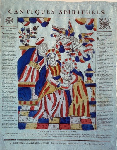 Andlig sång: bön till den heliga Anne. Gravyr från 1800-talet. Paris, Museet för folkkonst och folktraditioner av French School