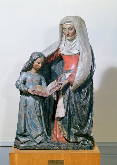 St. Anne och Jungfrun, 1500-30 (polykromt trä) av French School