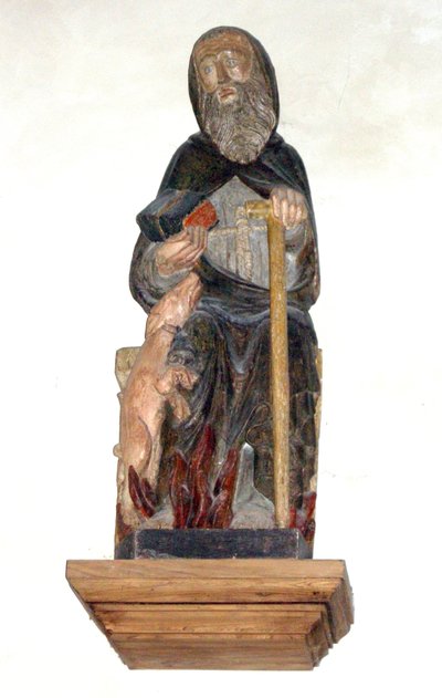 St. Anthony Abbot (målat trä) av French School